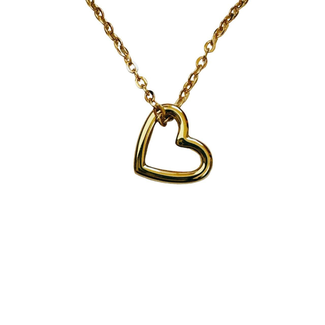 gold hollow heart necklace