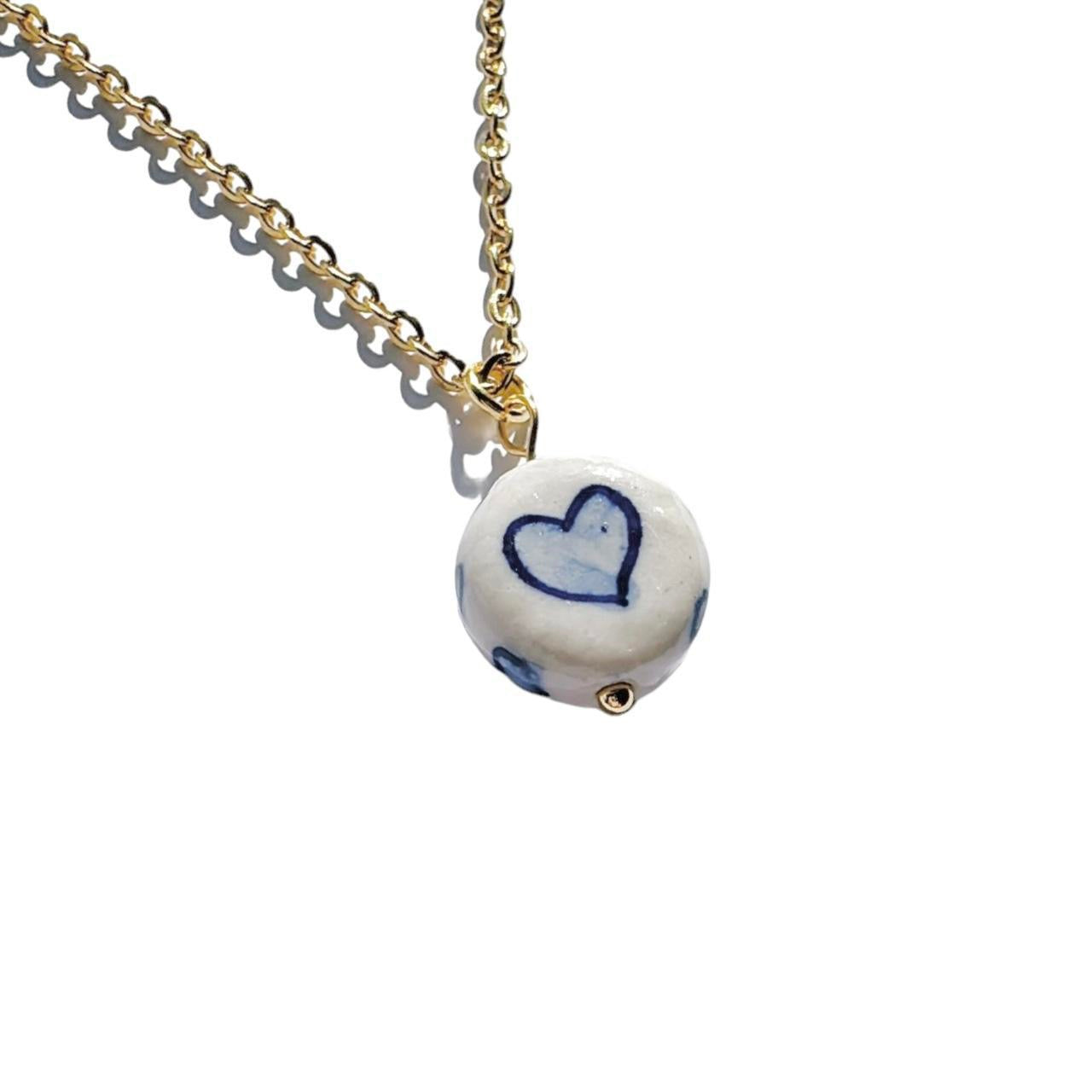 Gold Porcelain Heart Necklace