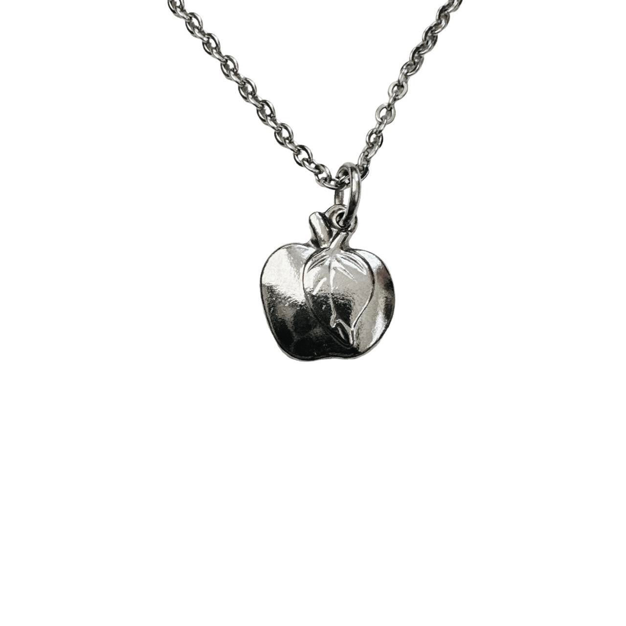 silver apple necklace