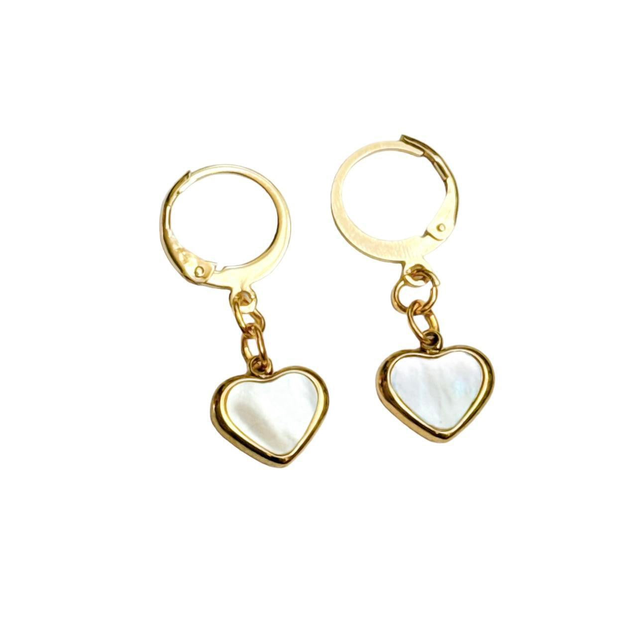 Gold Shell Heart Earrings