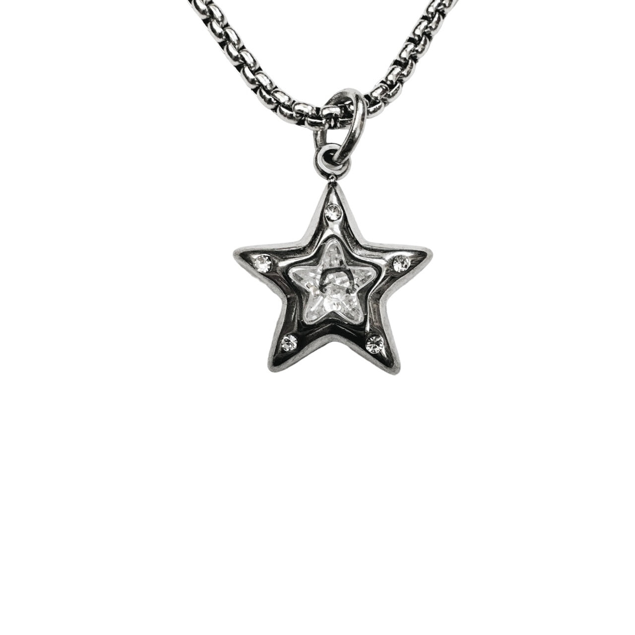 silver rhinestone star necklace