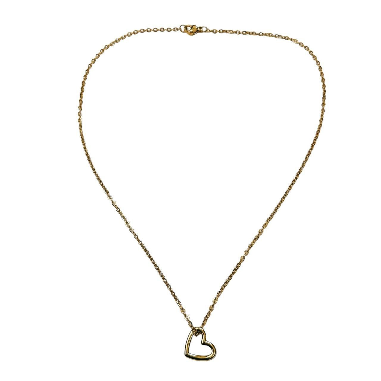 gold hollow heart necklace