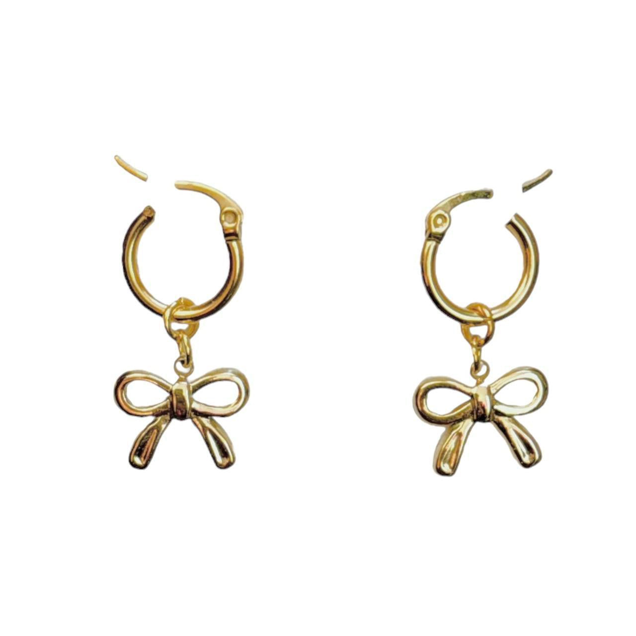 Gold Bow Hoop Earrings