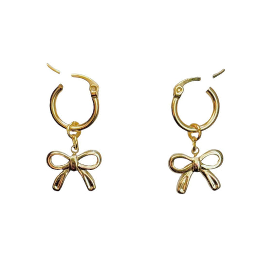 Gold Bow Hoop Earrings