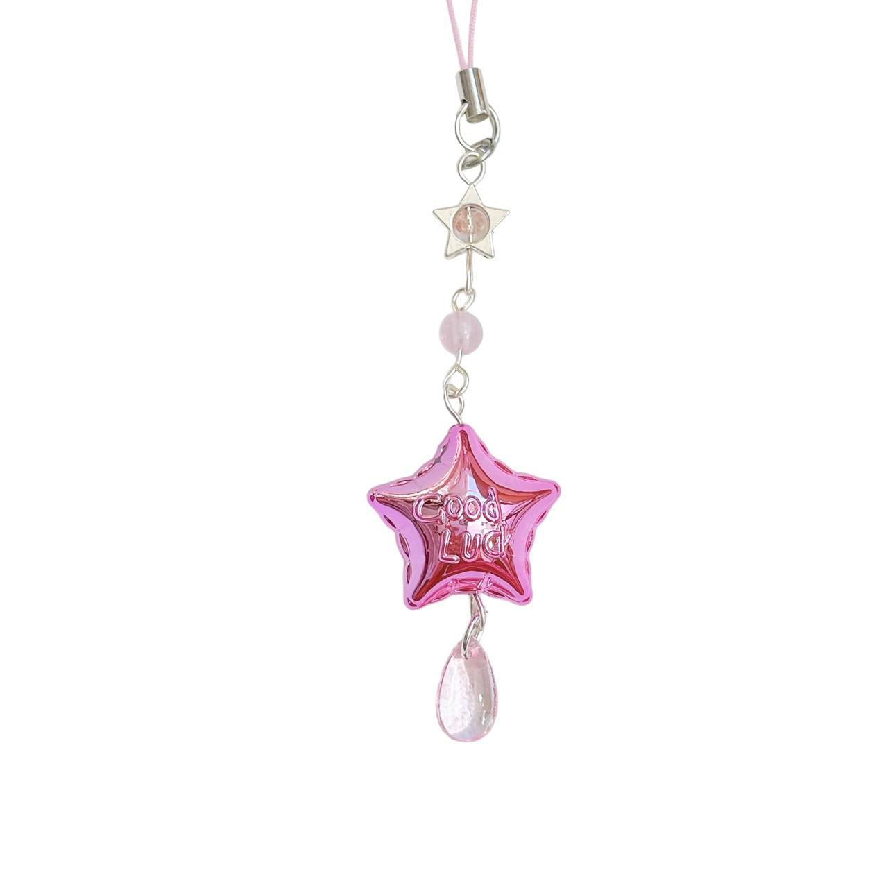 Good Luck Star Phone Charm - Pink