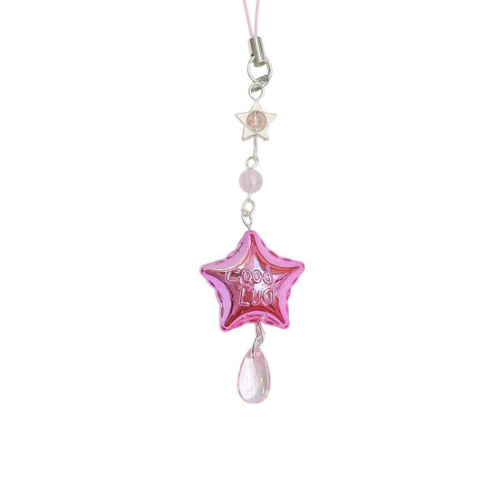 Good Luck Star Phone Charm - Pink