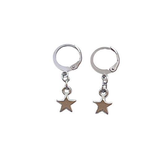 Silver Dainty Star Huggie Earrings