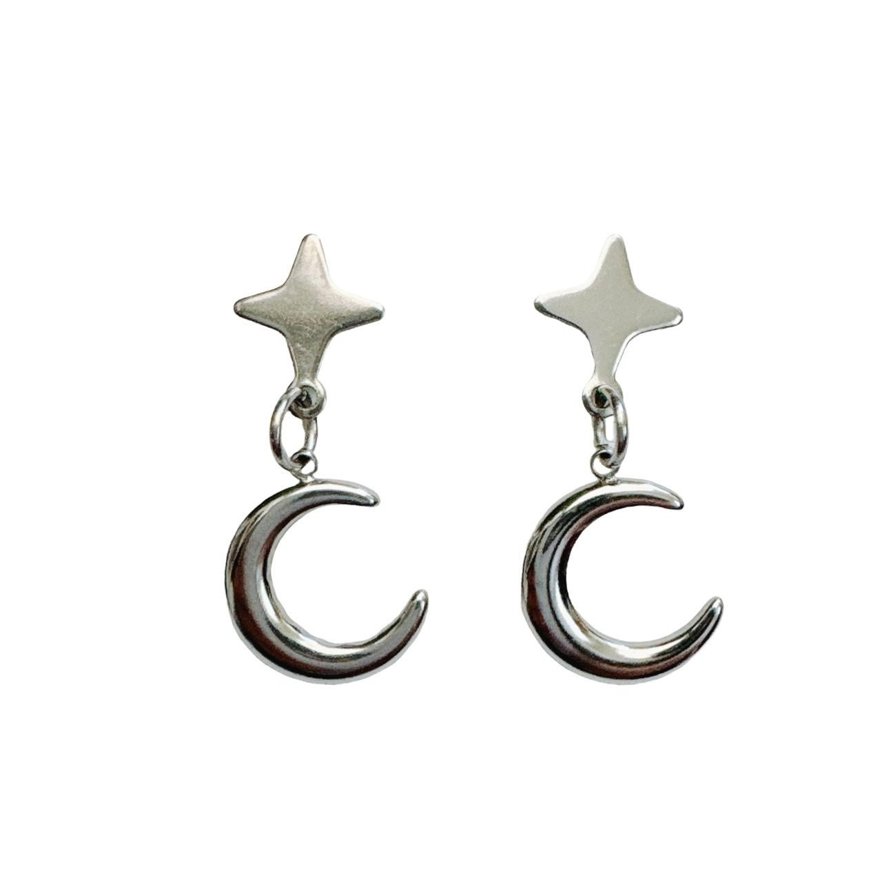 Silver Star & Moon Earrings