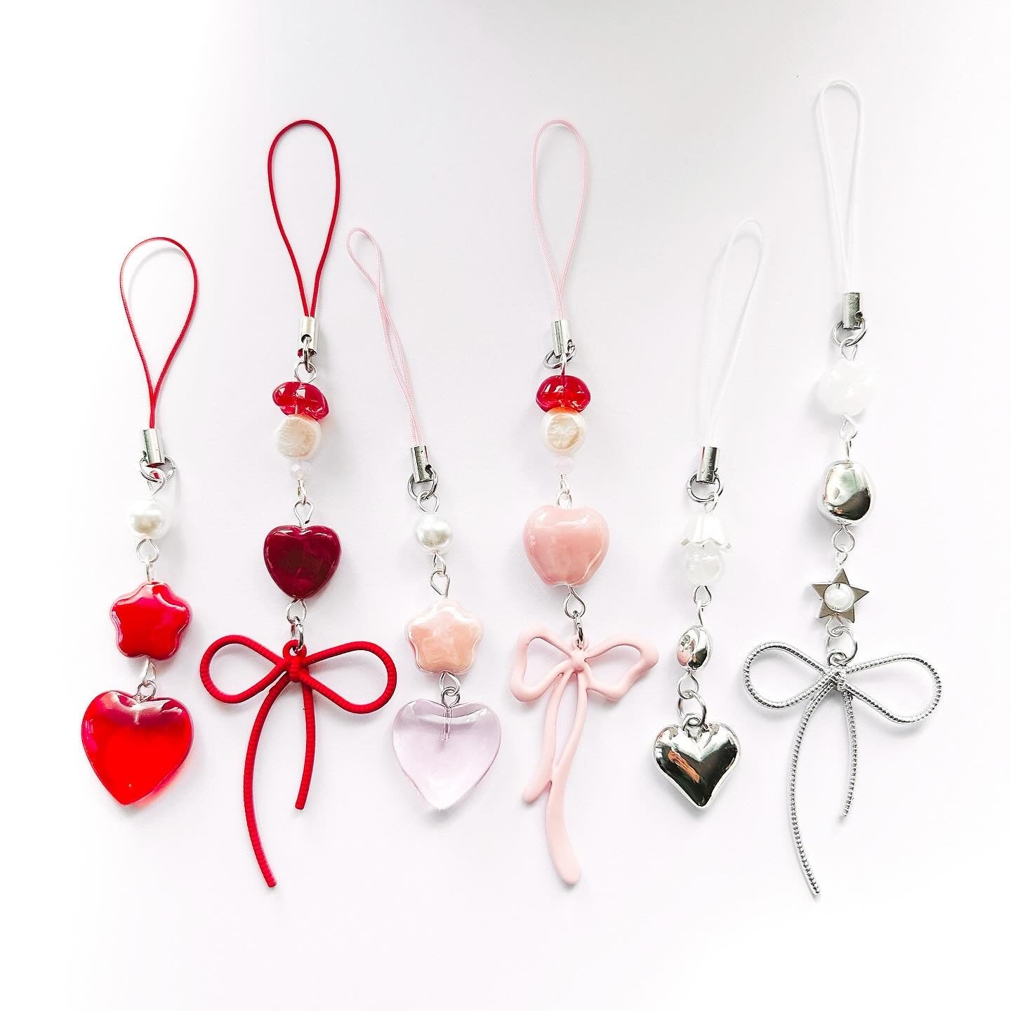 Red Glass Heart Phone Charm