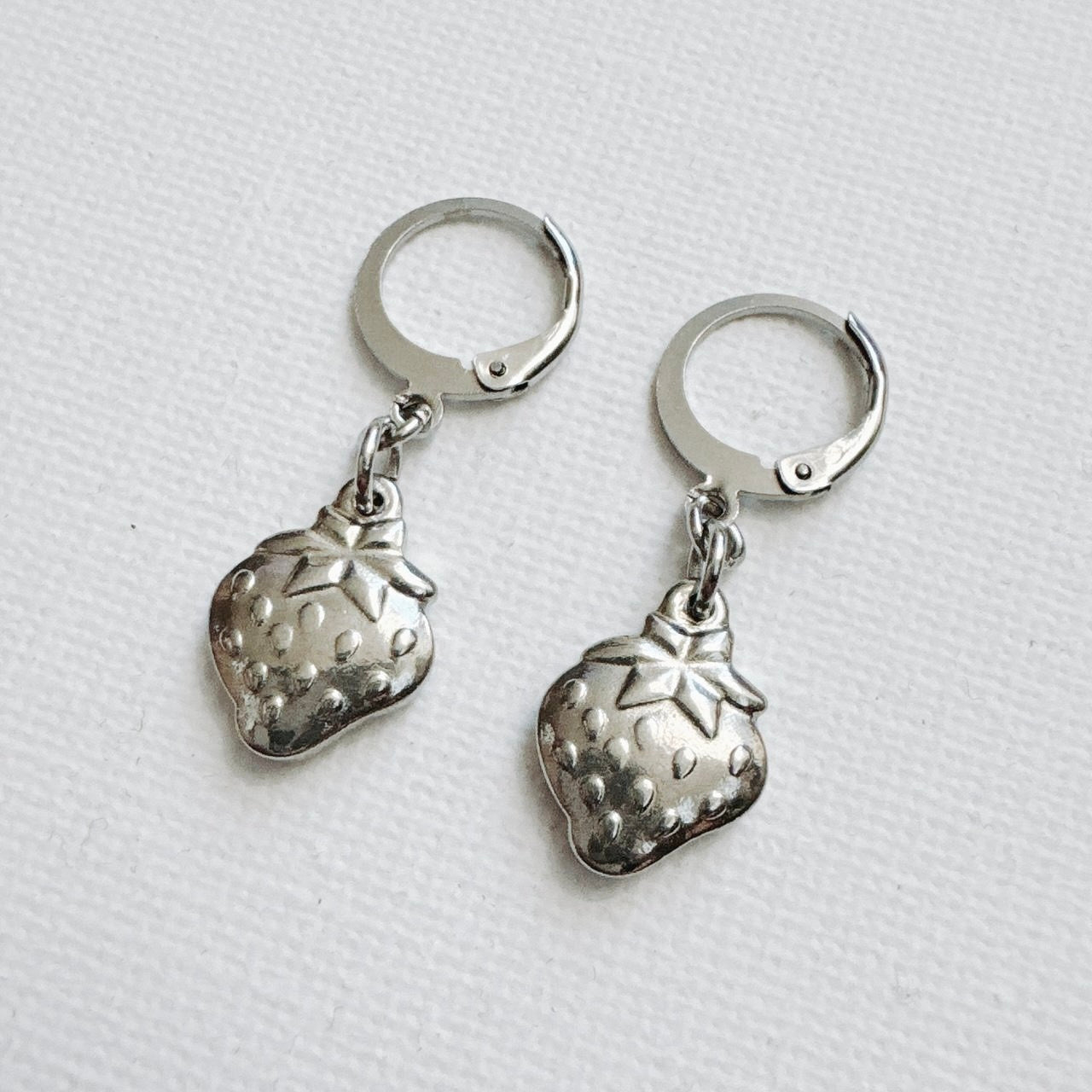 Silver Strawberry Earrings