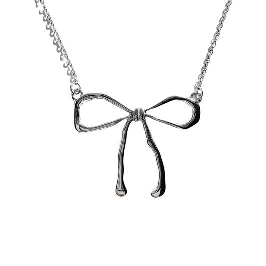 Silver Large Bow Necklace