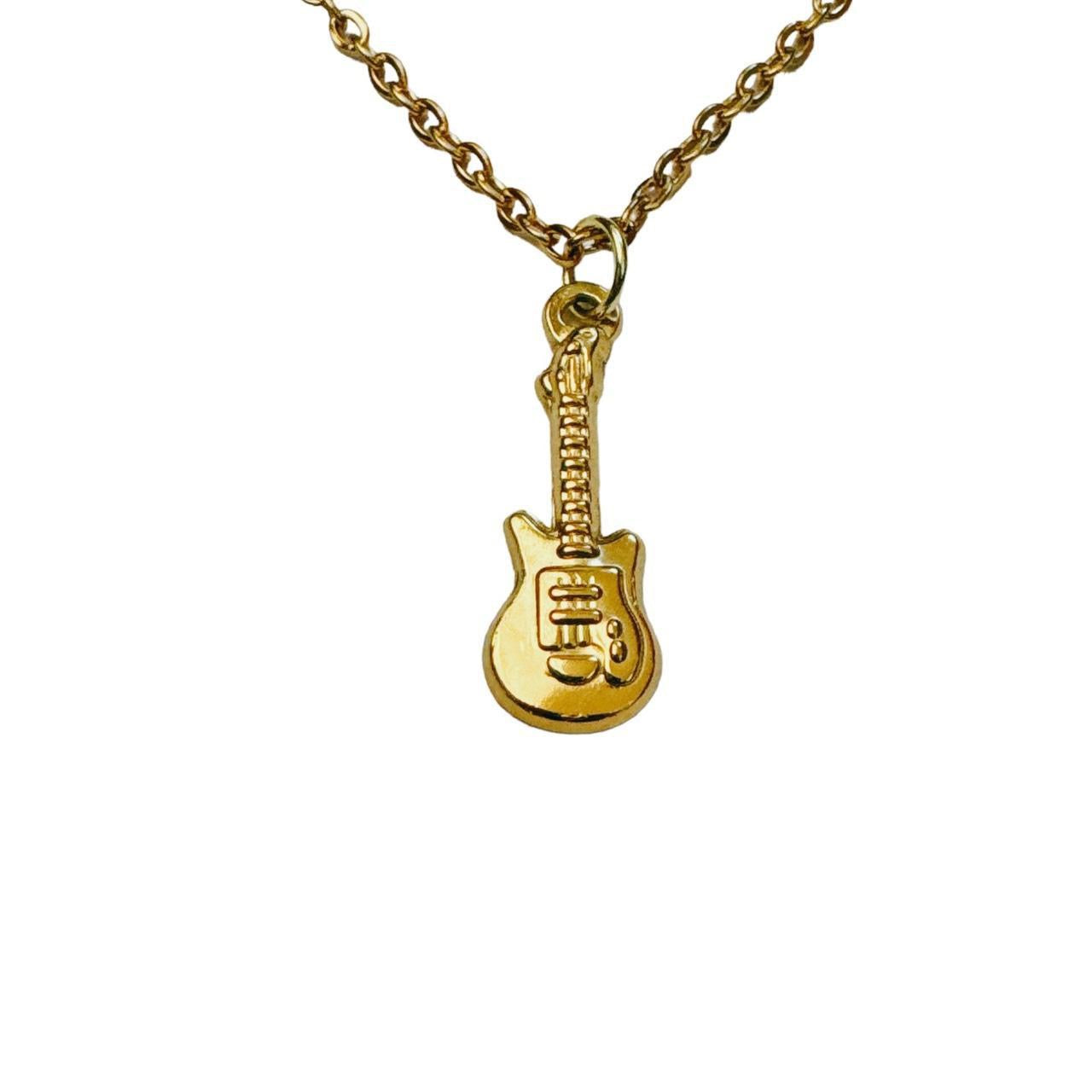 gold guitar necklace