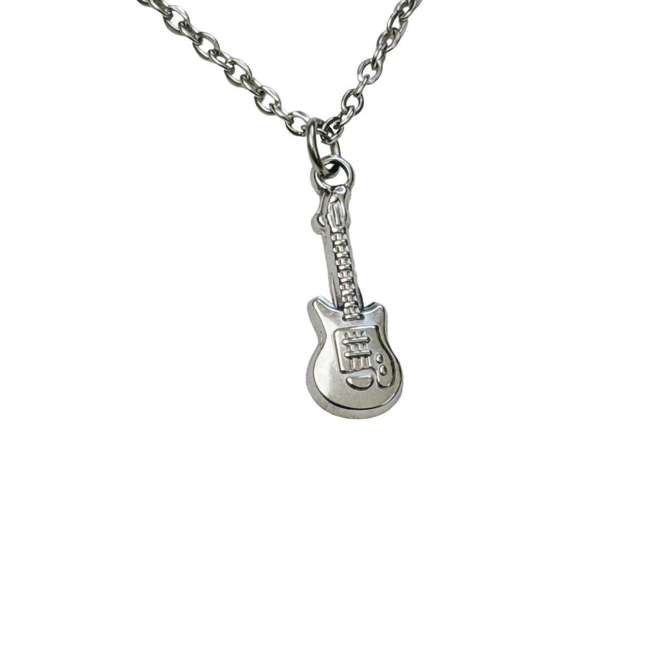 silver guitar necklace