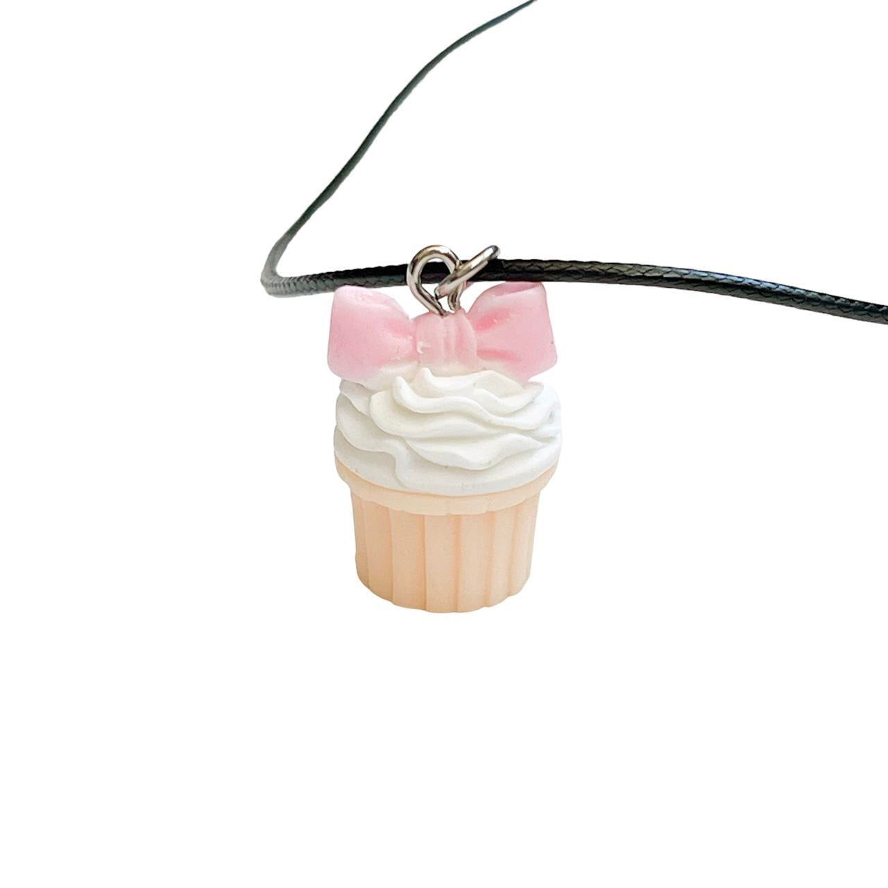 Bow Cupcake Cord Necklace