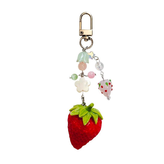 strawberry keychain - flower