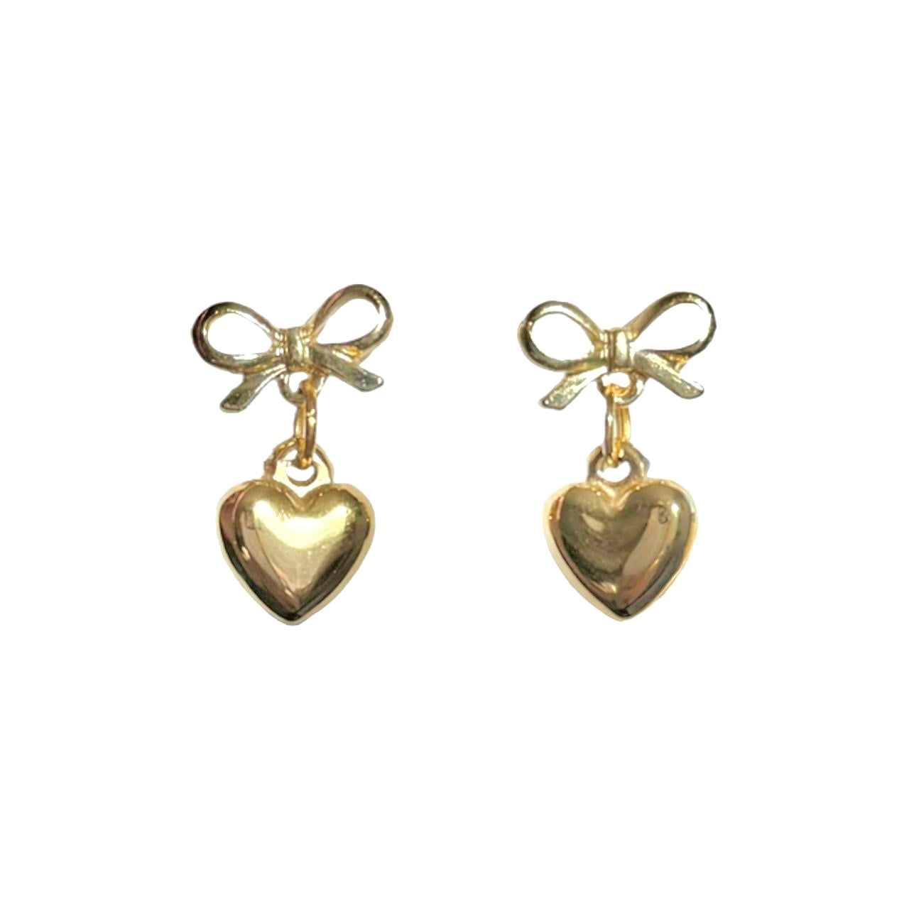 Gold Bow & Heart Earrings