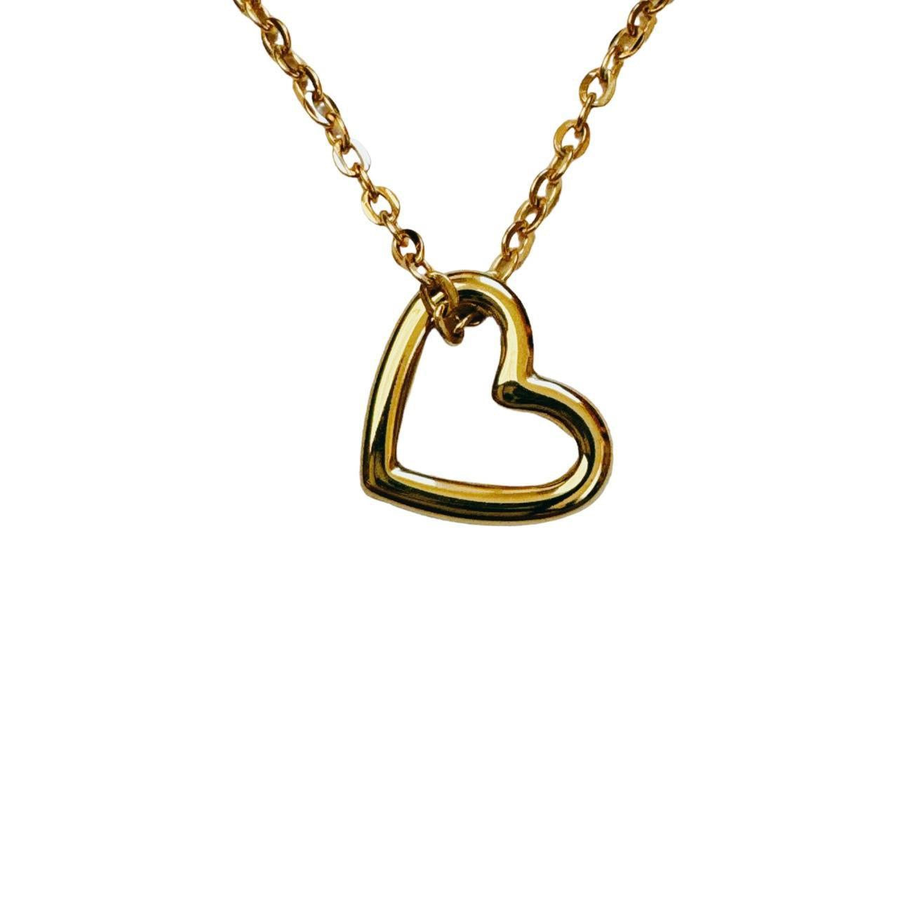 gold hollow heart necklace