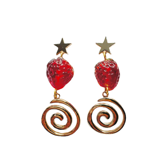 Gold Strawberry Swirl Earrings