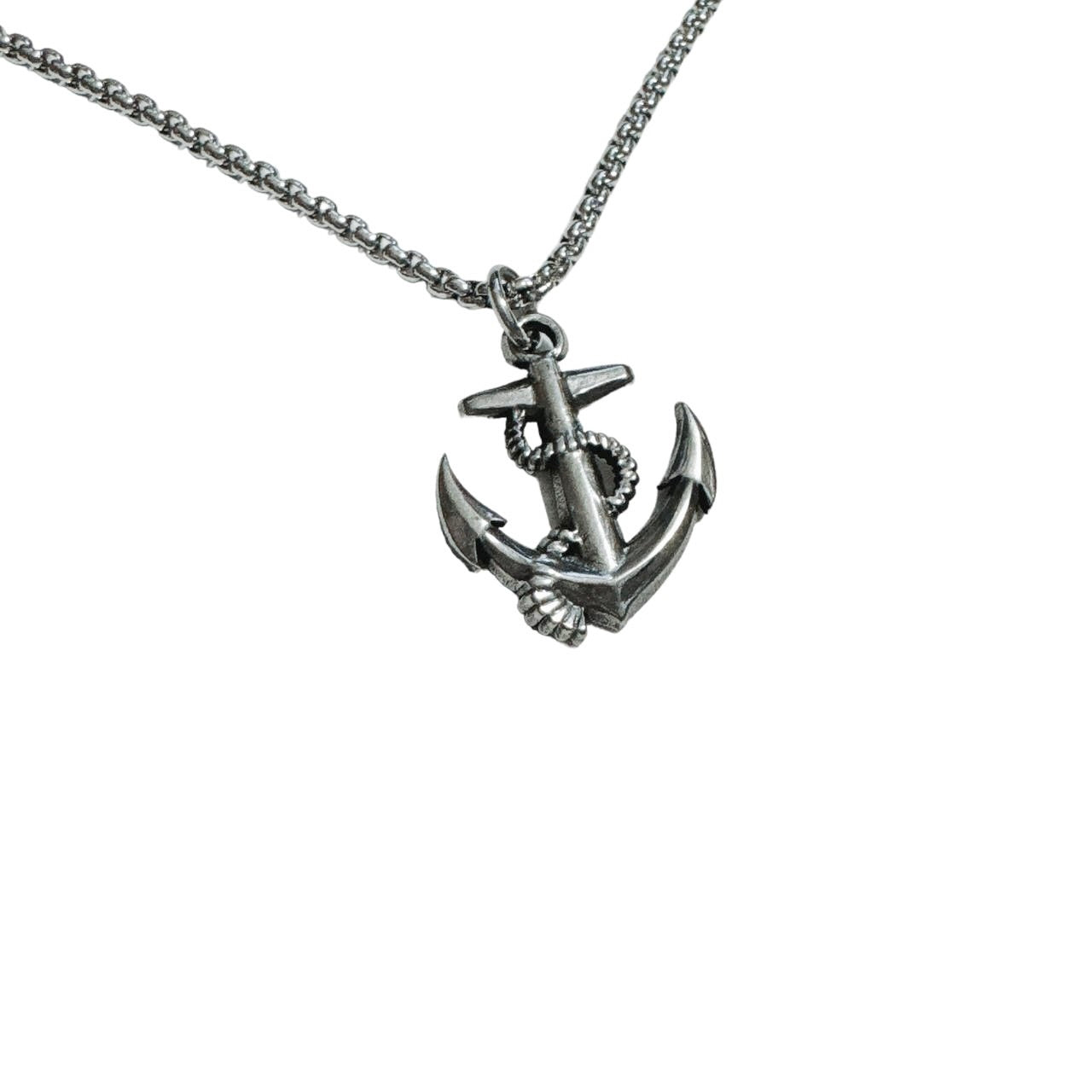 silver anchor necklace