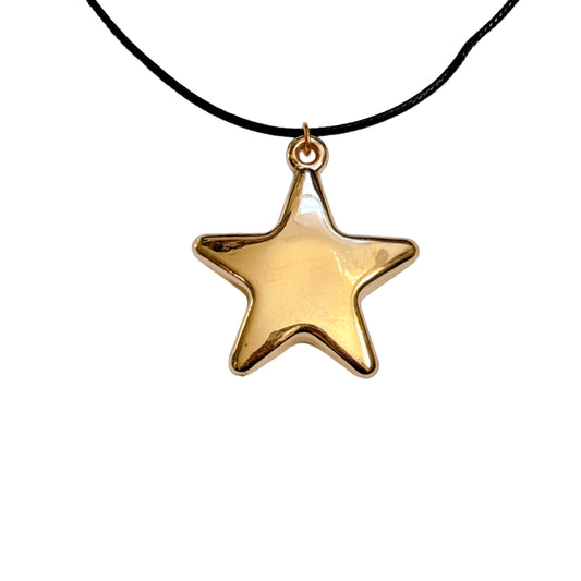 Large Gold Star Cord Necklace