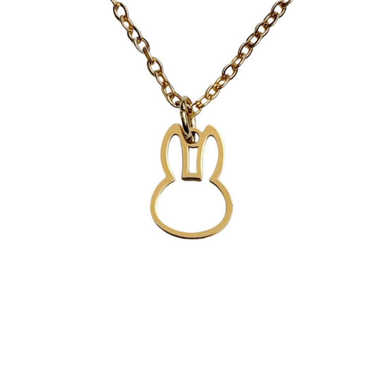 gold hollow bunny necklace