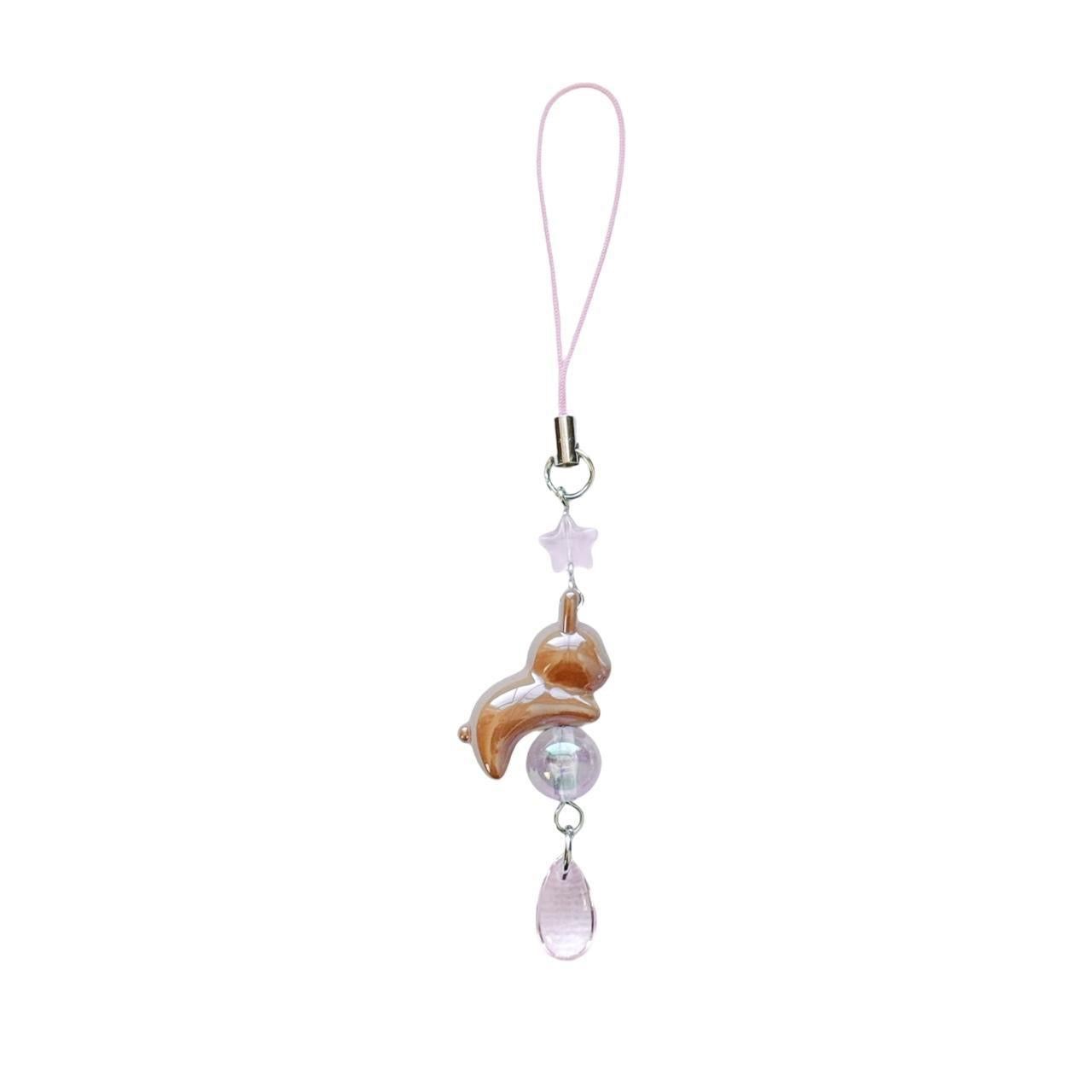 celestial bunny charm - brown & pink