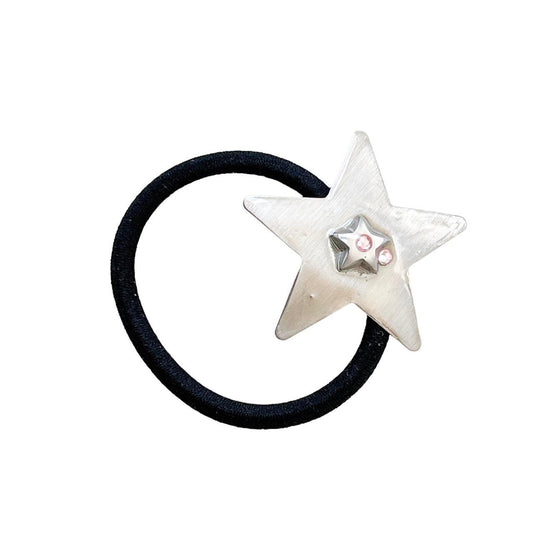 Silver Star Hair Tie - double star