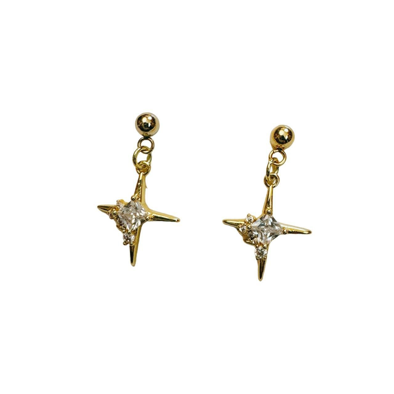 gold rhinestone sparkle star earrings