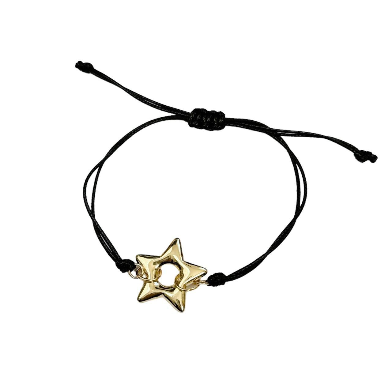 Gold Puffy Star Cord Bracelet