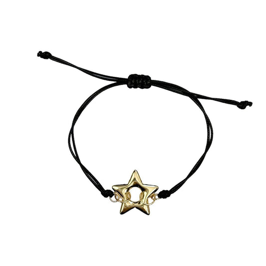 Gold Puffy Star Cord Bracelet