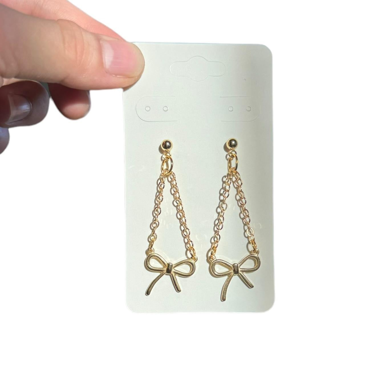 Gold Bow Chain Earrings