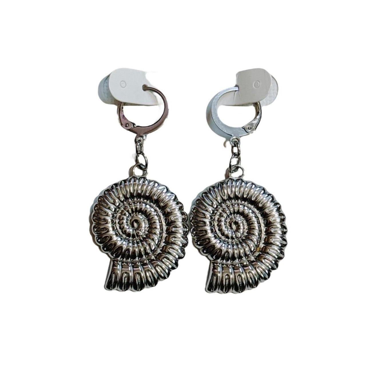 silver ammonite earrings