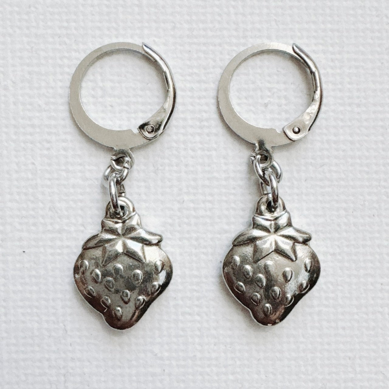 Silver Strawberry Earrings