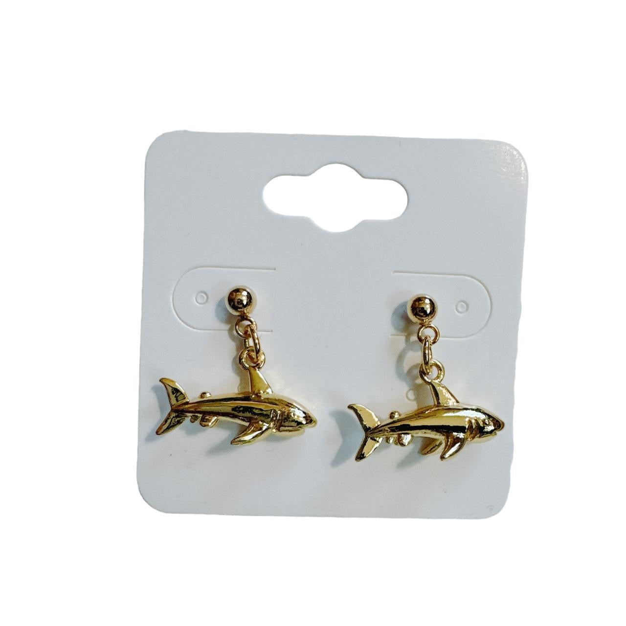 gold shark earrings