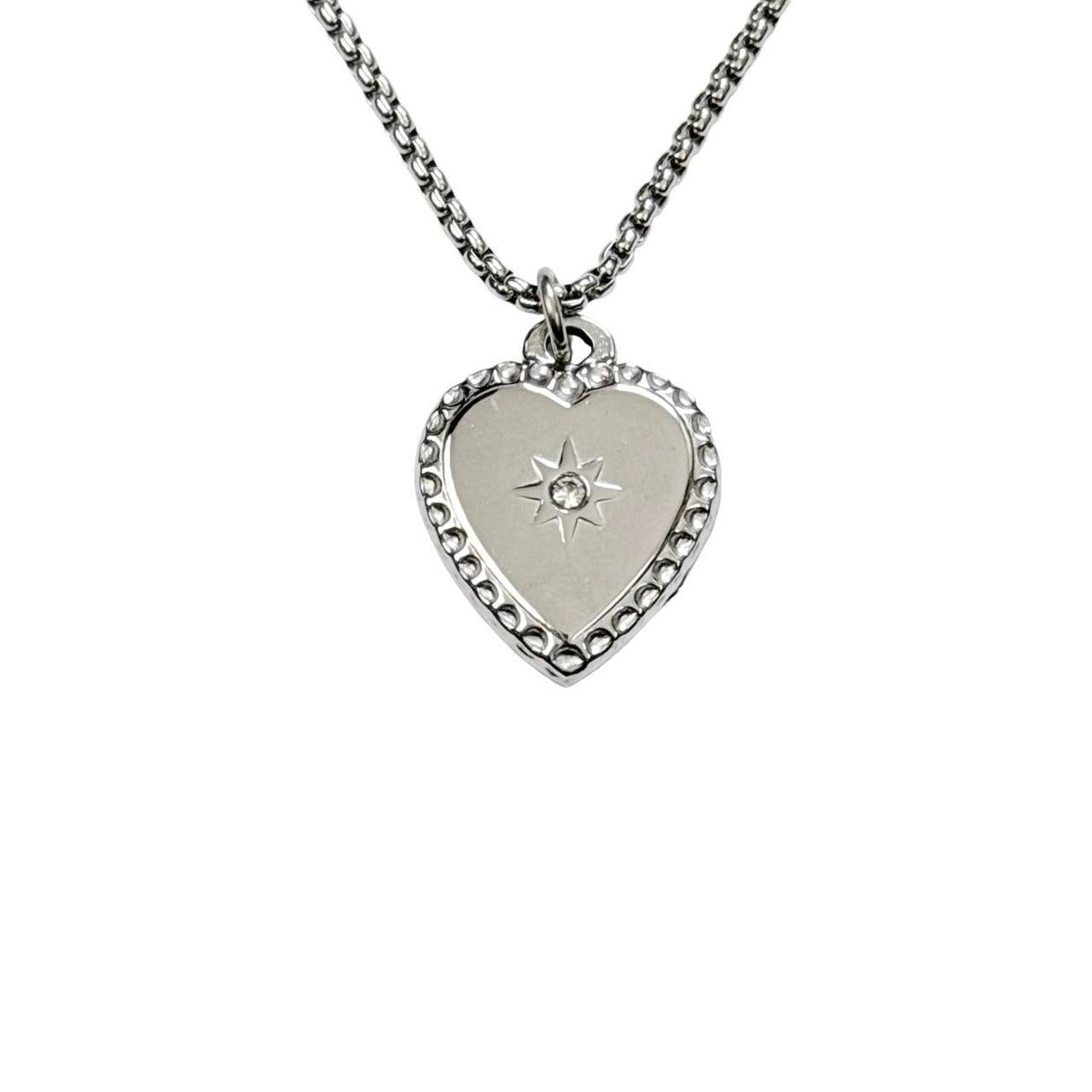 Silver Rhinestone Heart Necklace