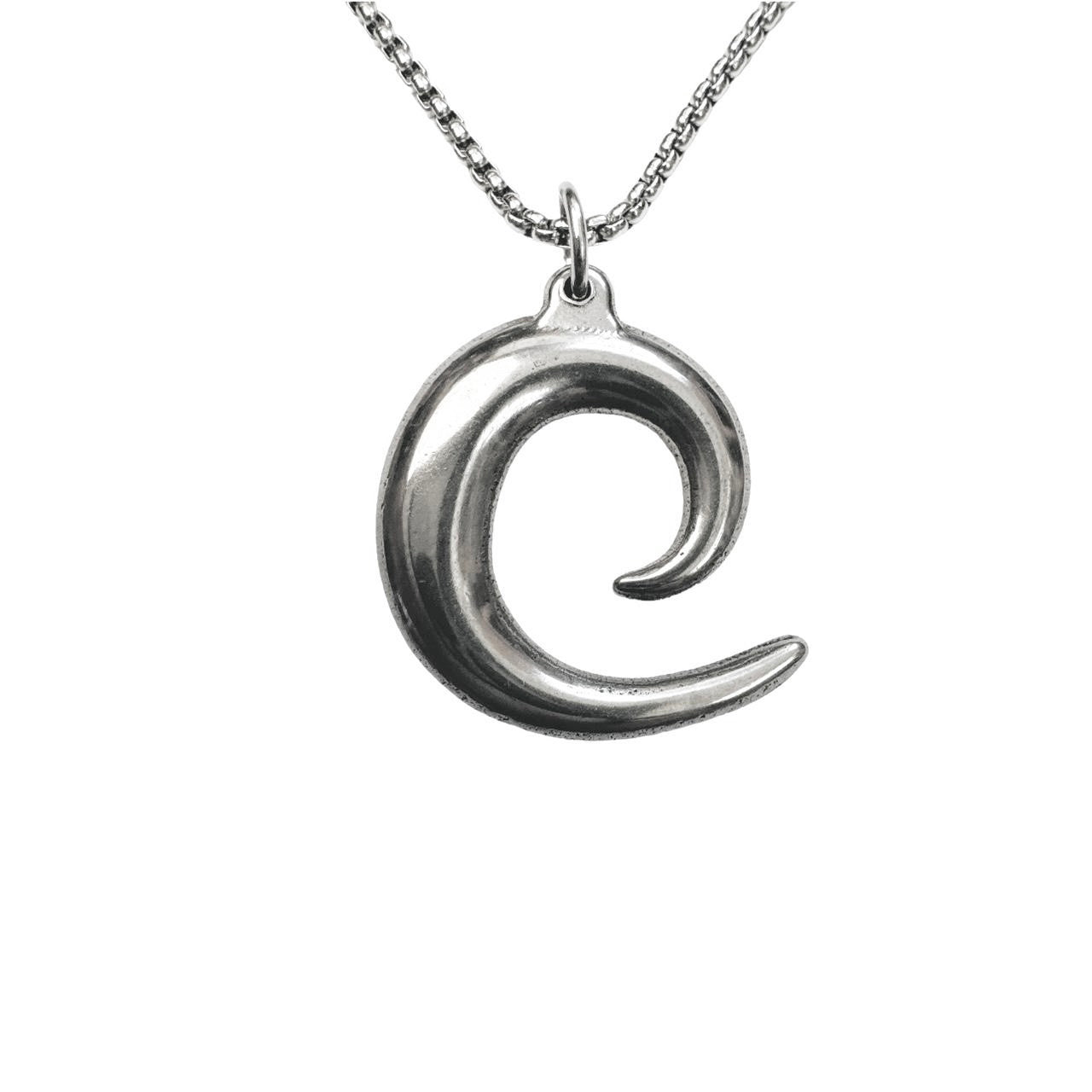 silver half spiral necklace