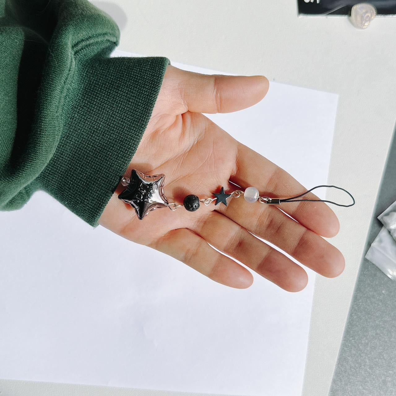 Black Good Luck Star Phone Charm