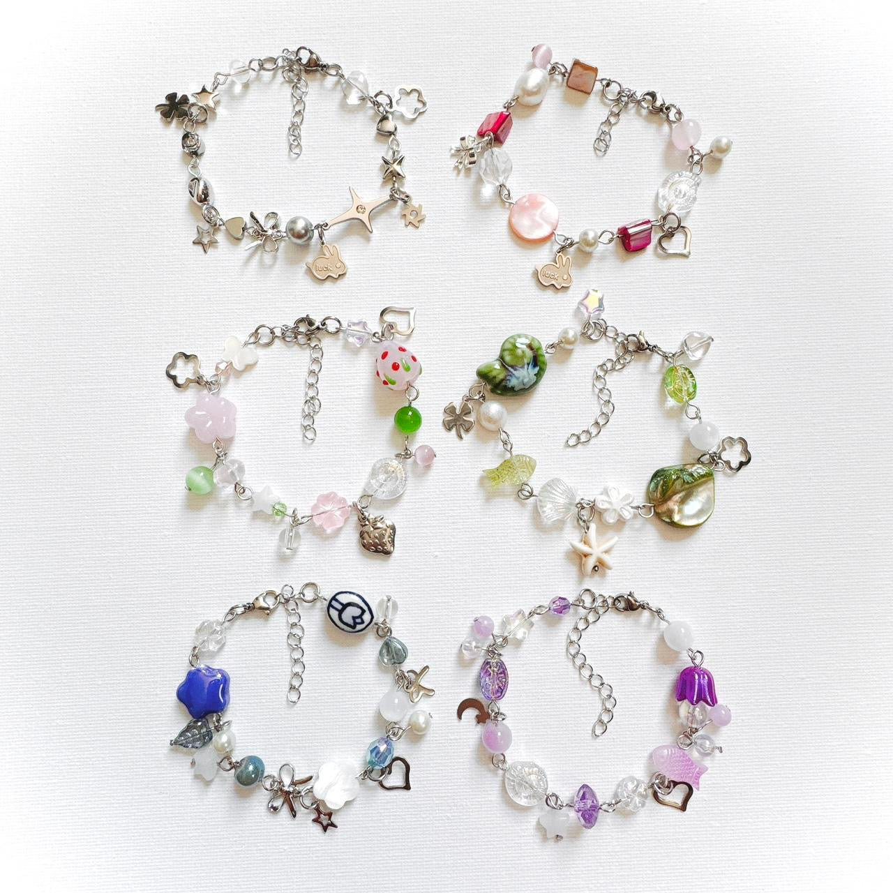 silver lucky bunny beaded bracelet