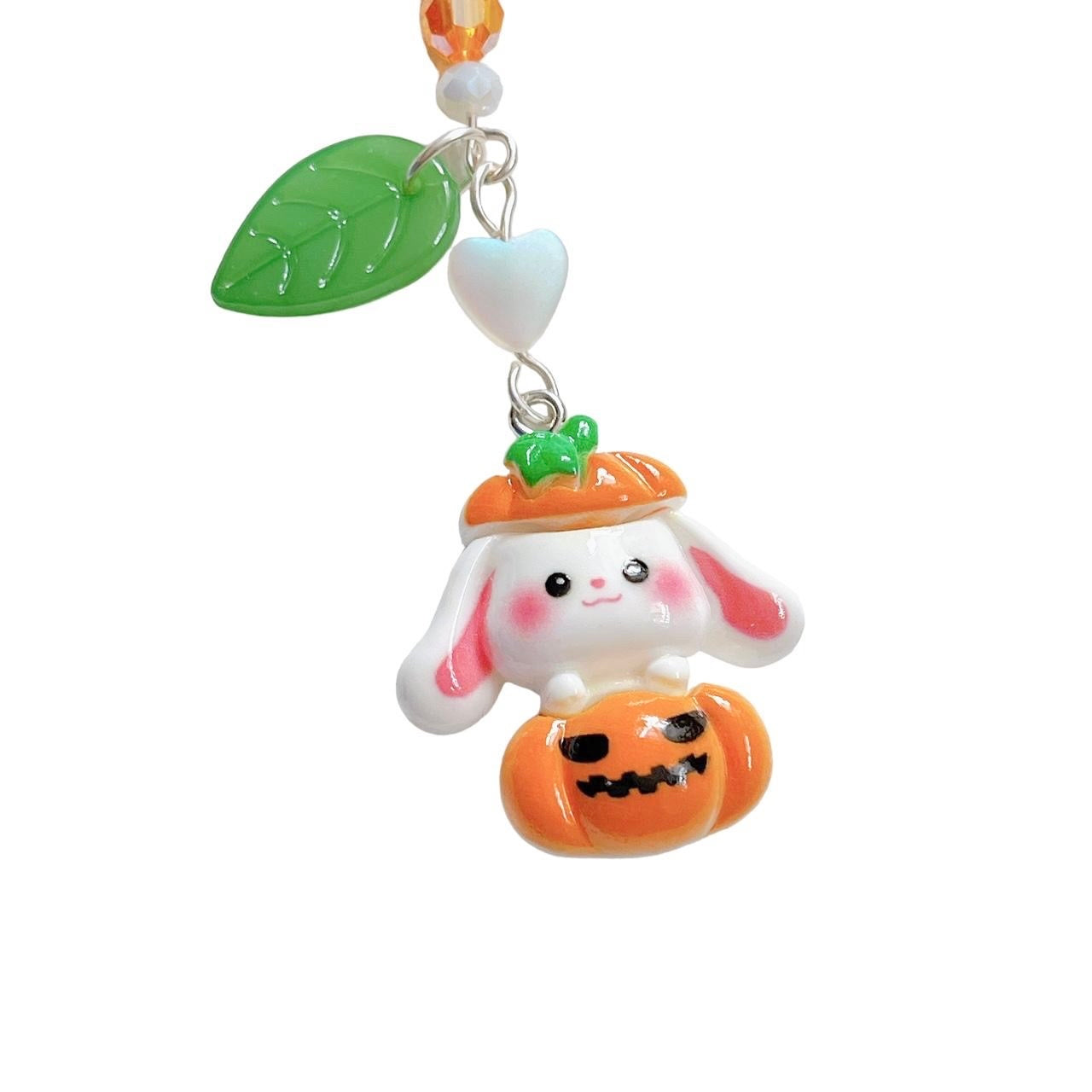 pumpkin bunny beaded phone charm 🎃🐇