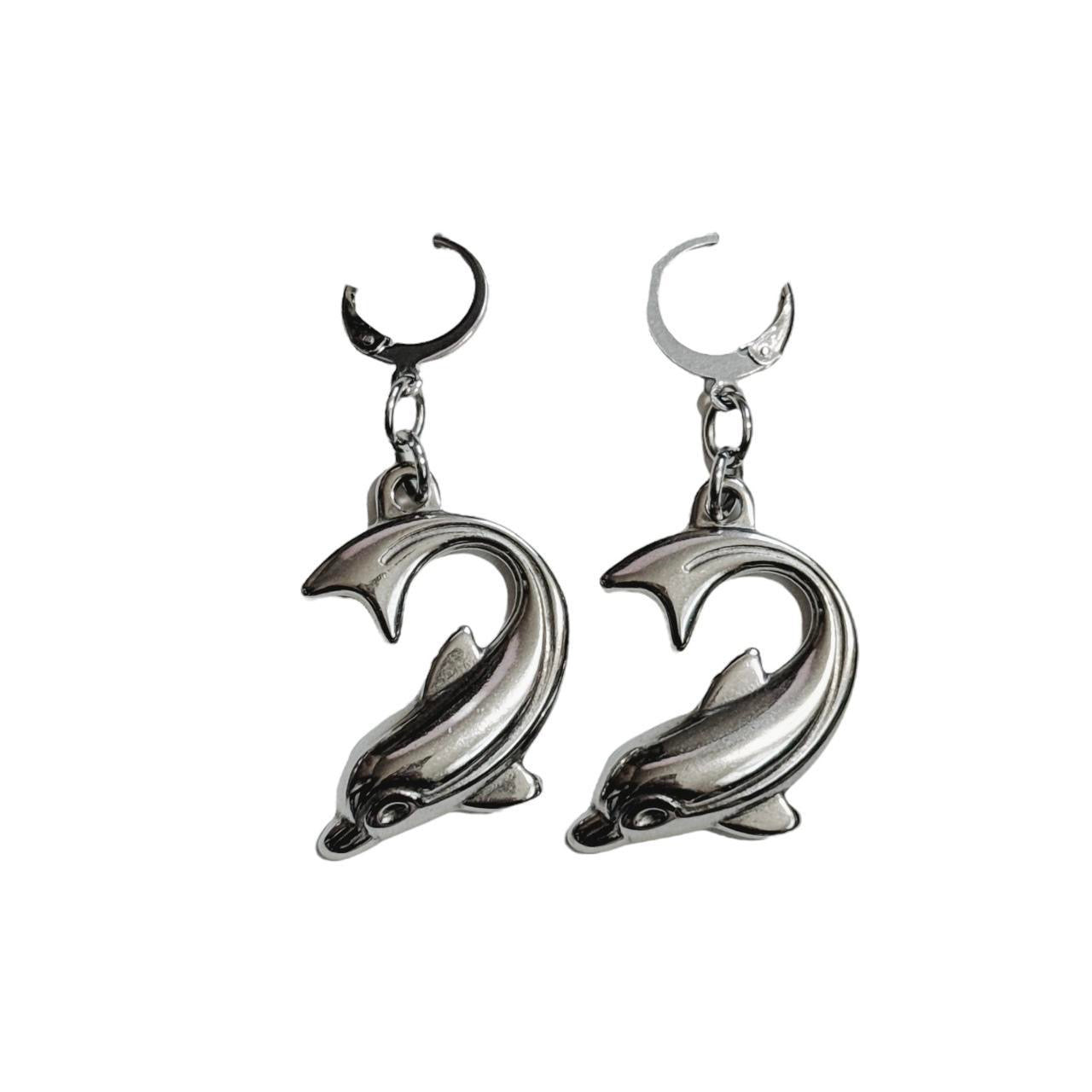 silver dolphin earrings