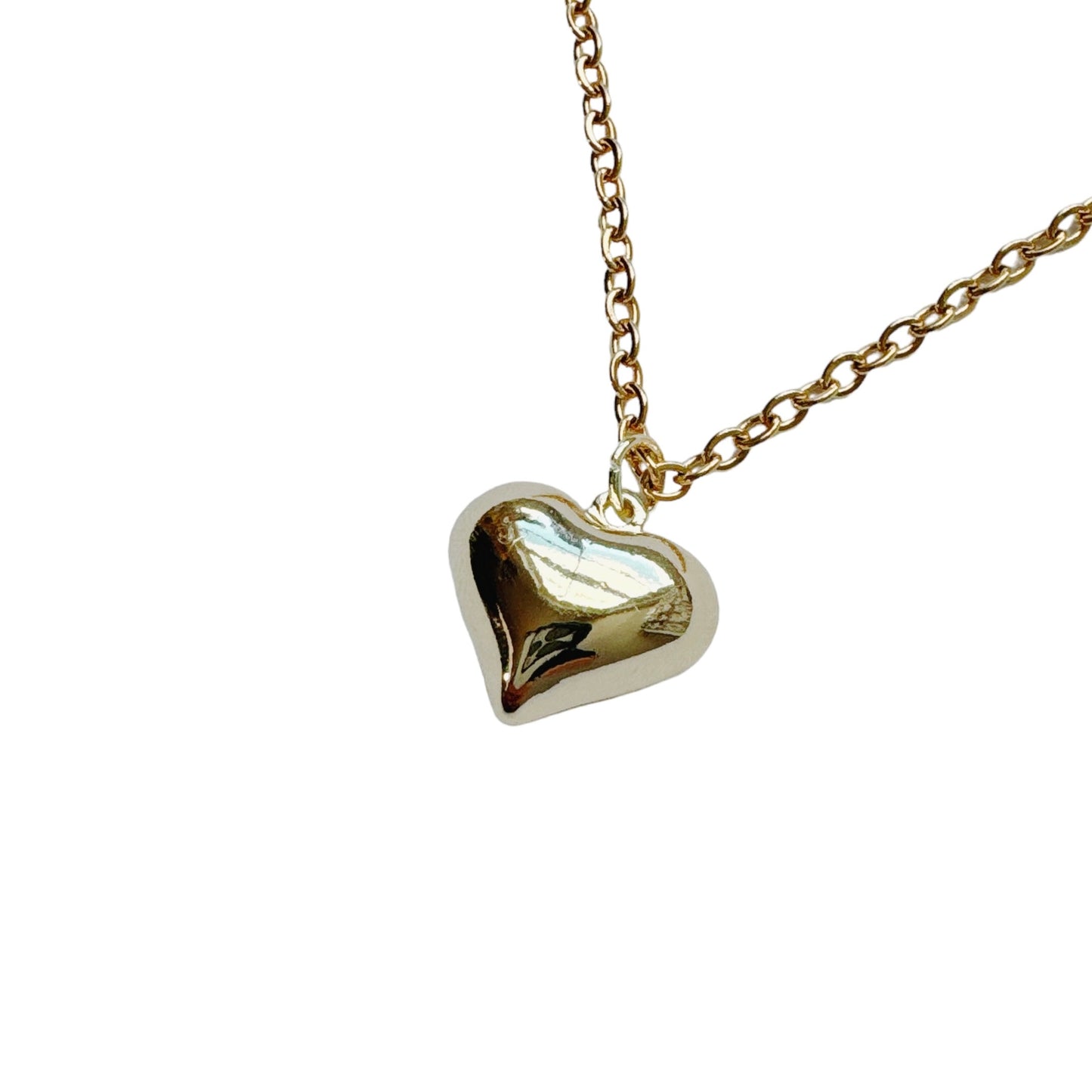 Gold Puffed Heart Necklace