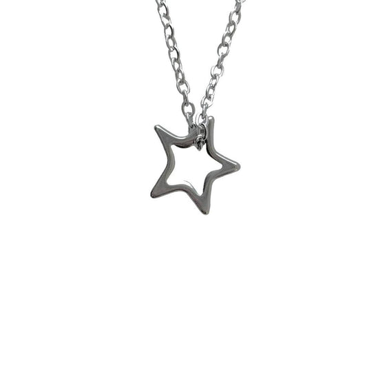 Silver Hollow Asymmetrical Star Necklace