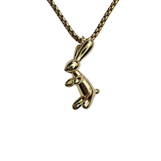 gold 3D bunny necklace