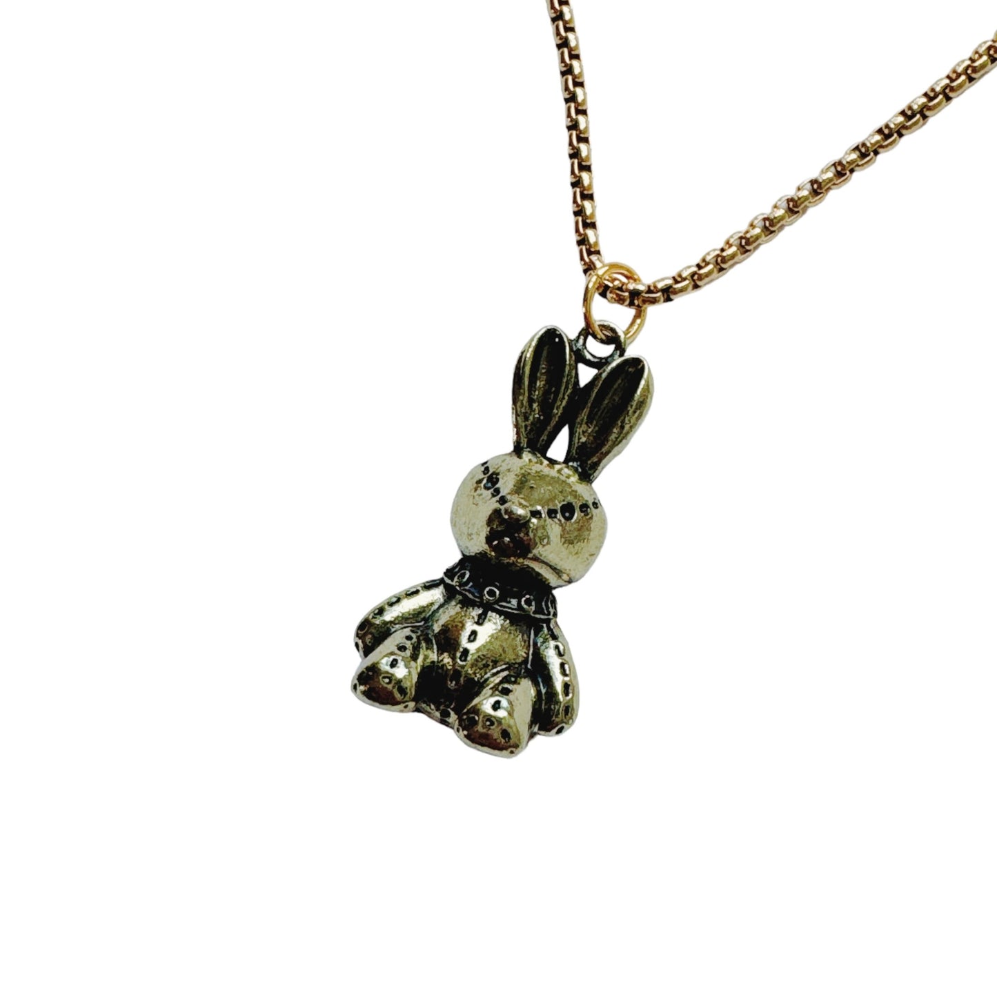 Gold Stitched Bunny Necklace