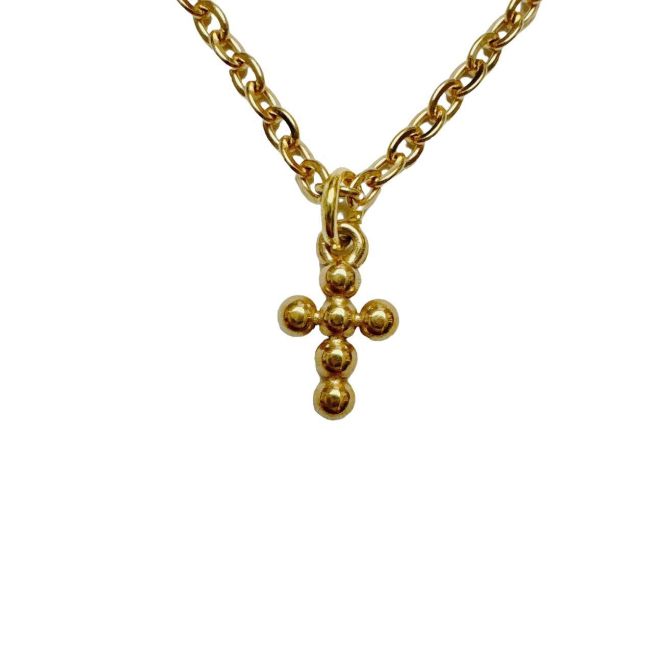 Gold Bubble Cross Necklace