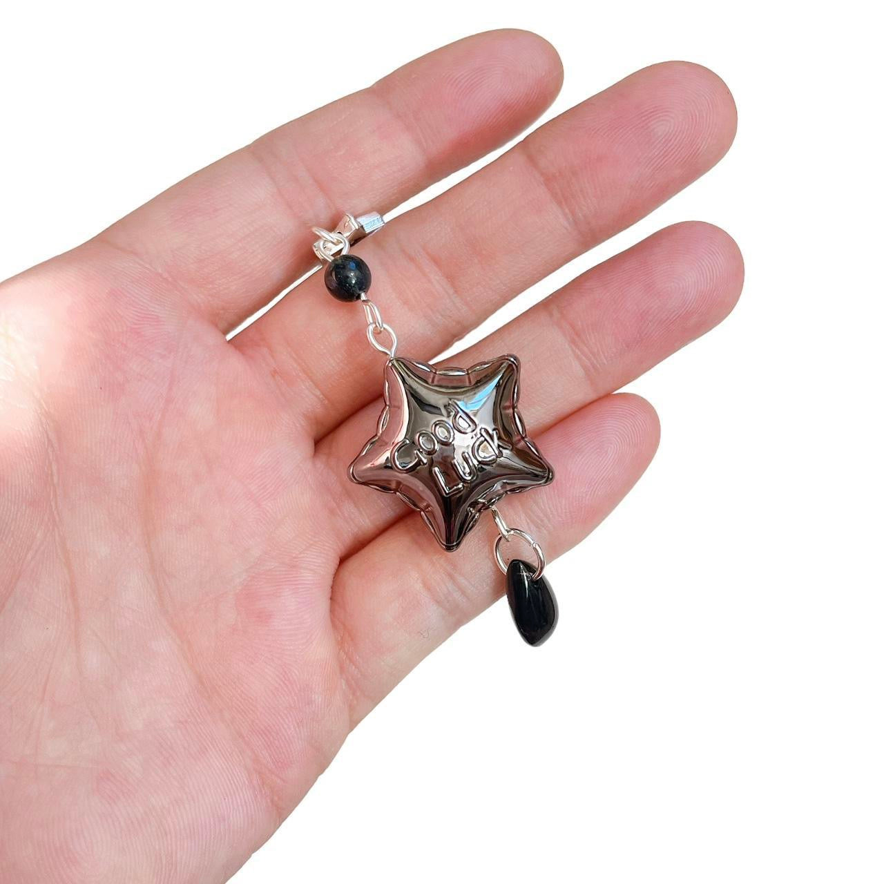 Good Luck Star Phone Charm - Black