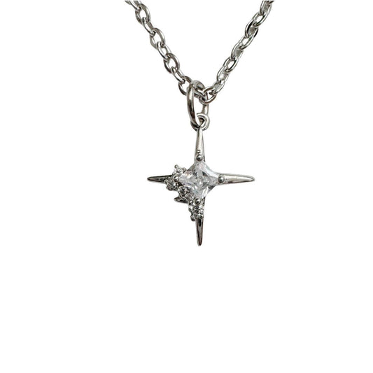 Silver Rhinestone Sparkle Star Necklace