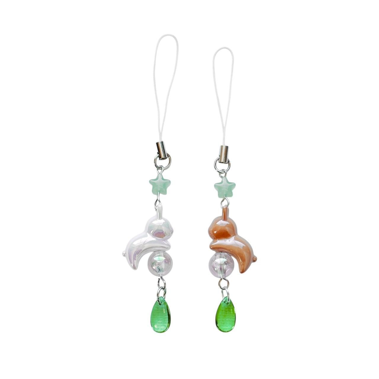 celestial bunny charm - white & green