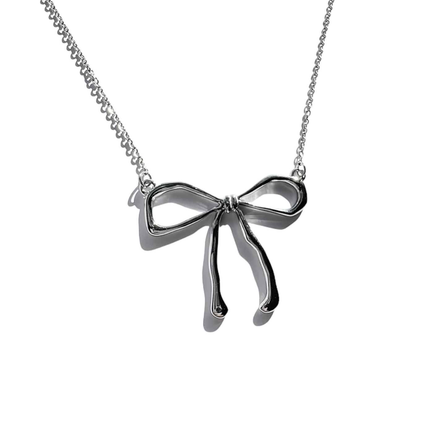 Silver Large Bow Necklace