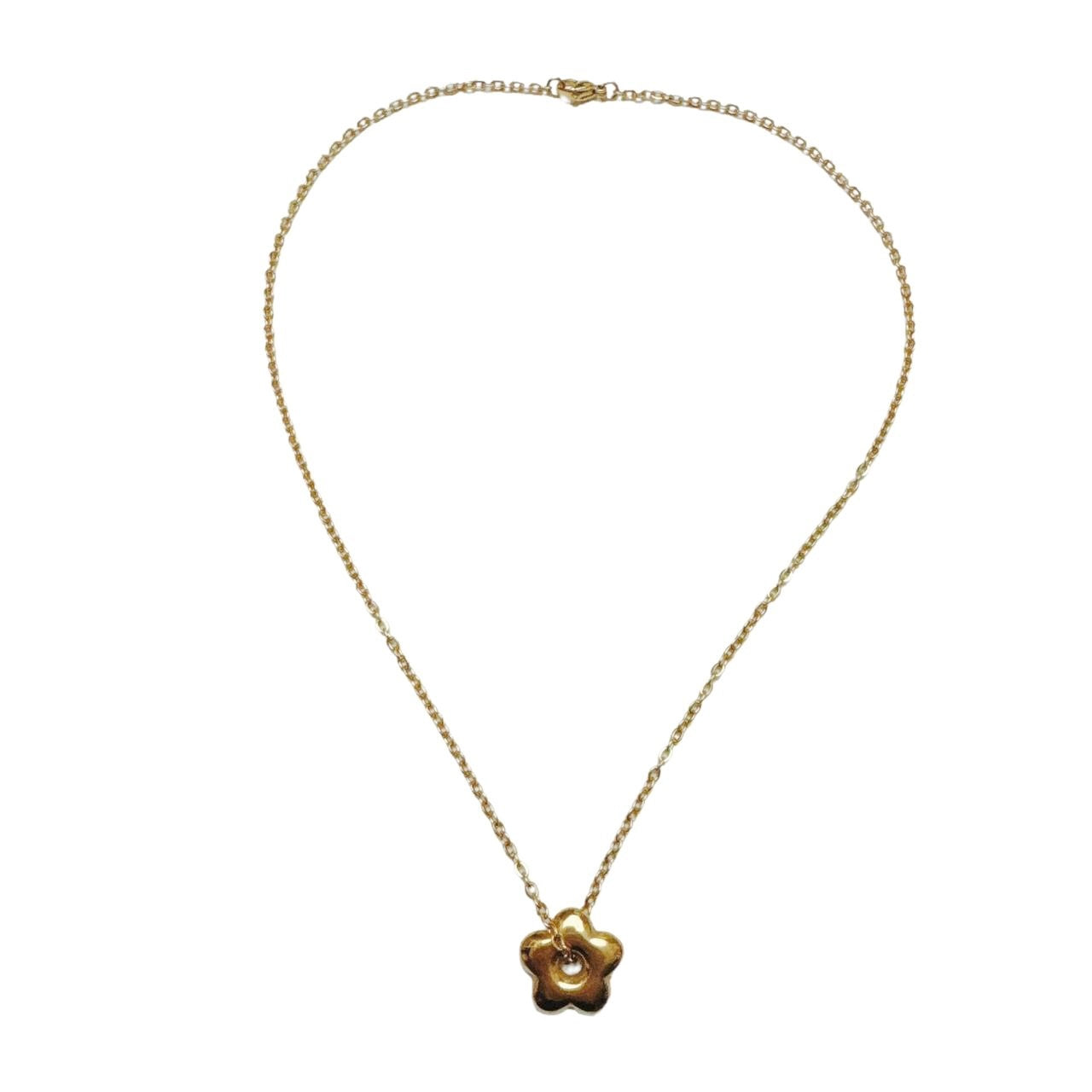 Gold Puffy Flower Necklace